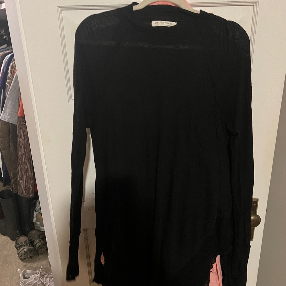 Free People Black Long Sleeve Top